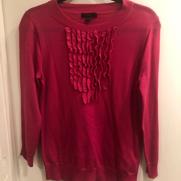 J. Crew Pink Ruffle sweater- perfect condition - Picture 3 of 4